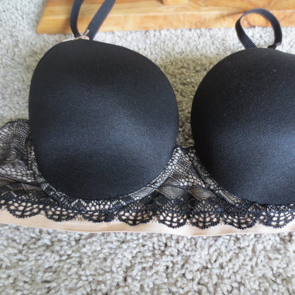 Padded Underwire Black Bra - 34C